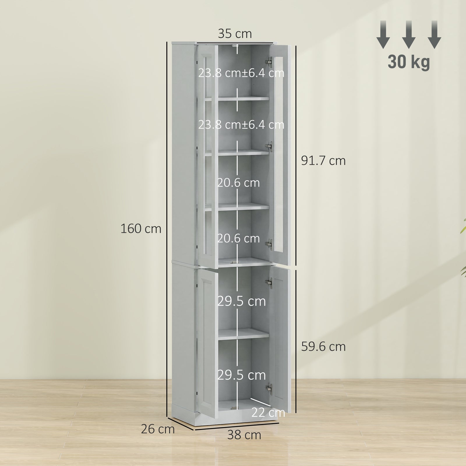 Tall Bathroom Storage Cabinet, 6-Tier Slim Bathroom Cabinet with Adjus