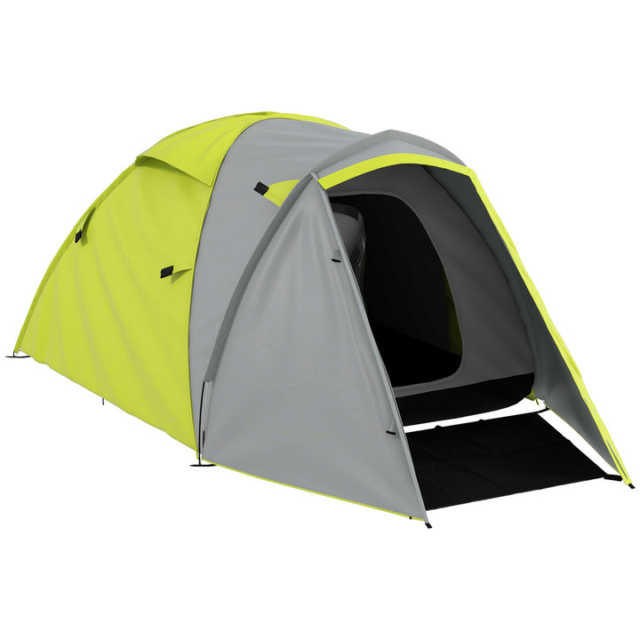 Outsunny Waterproof Camping Tent for 2-3 Persons with Dual Rooms, Portable, Ideal for Fishing Hiking Festivals, Yellow | Aosom UK