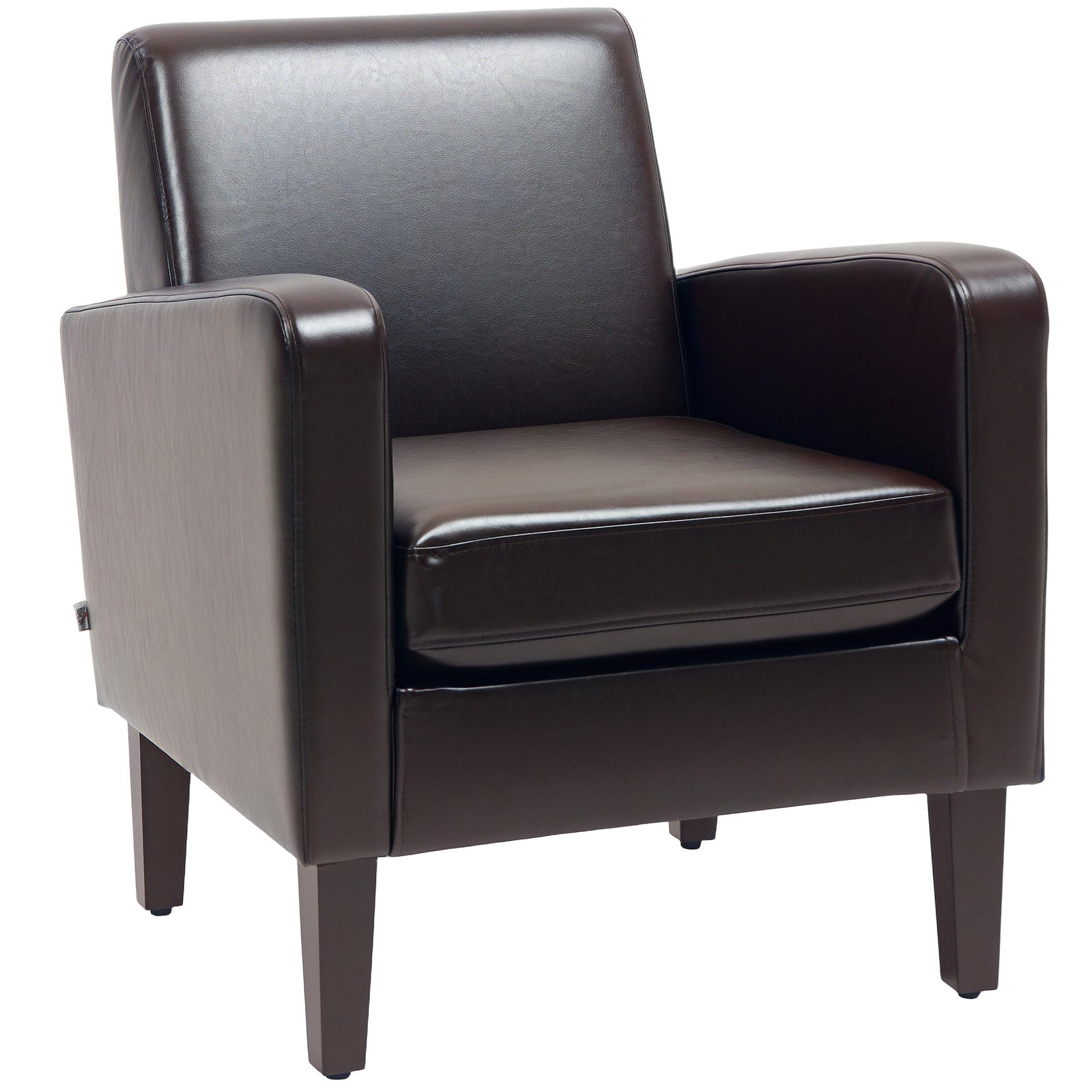 Faux Leather Simple Armchair - Brown