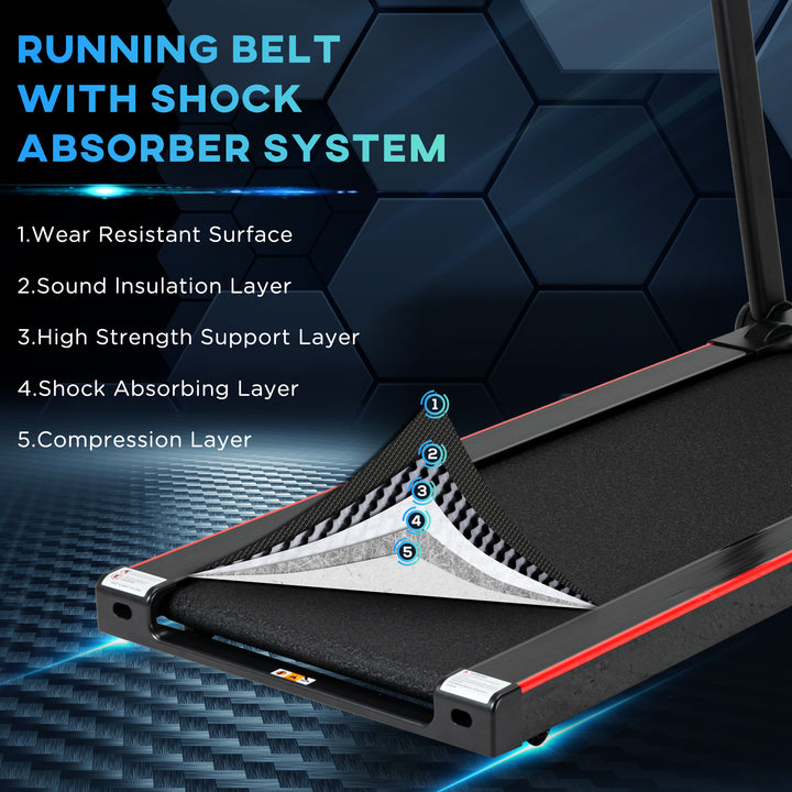 750W Folding Treadmill, 1-14km/h Electric Running Machine w/ Wheels, Safety Button, LED Monitor, Phone Holder for Home Office Jogging Fitness Exercise Workout