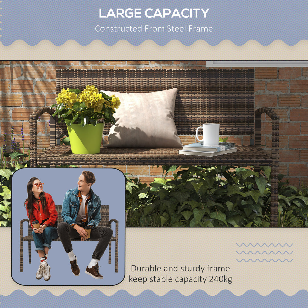 All Weather Wicker Garden Loveseat, 2 Seater Poly Rattan Garden Bench,