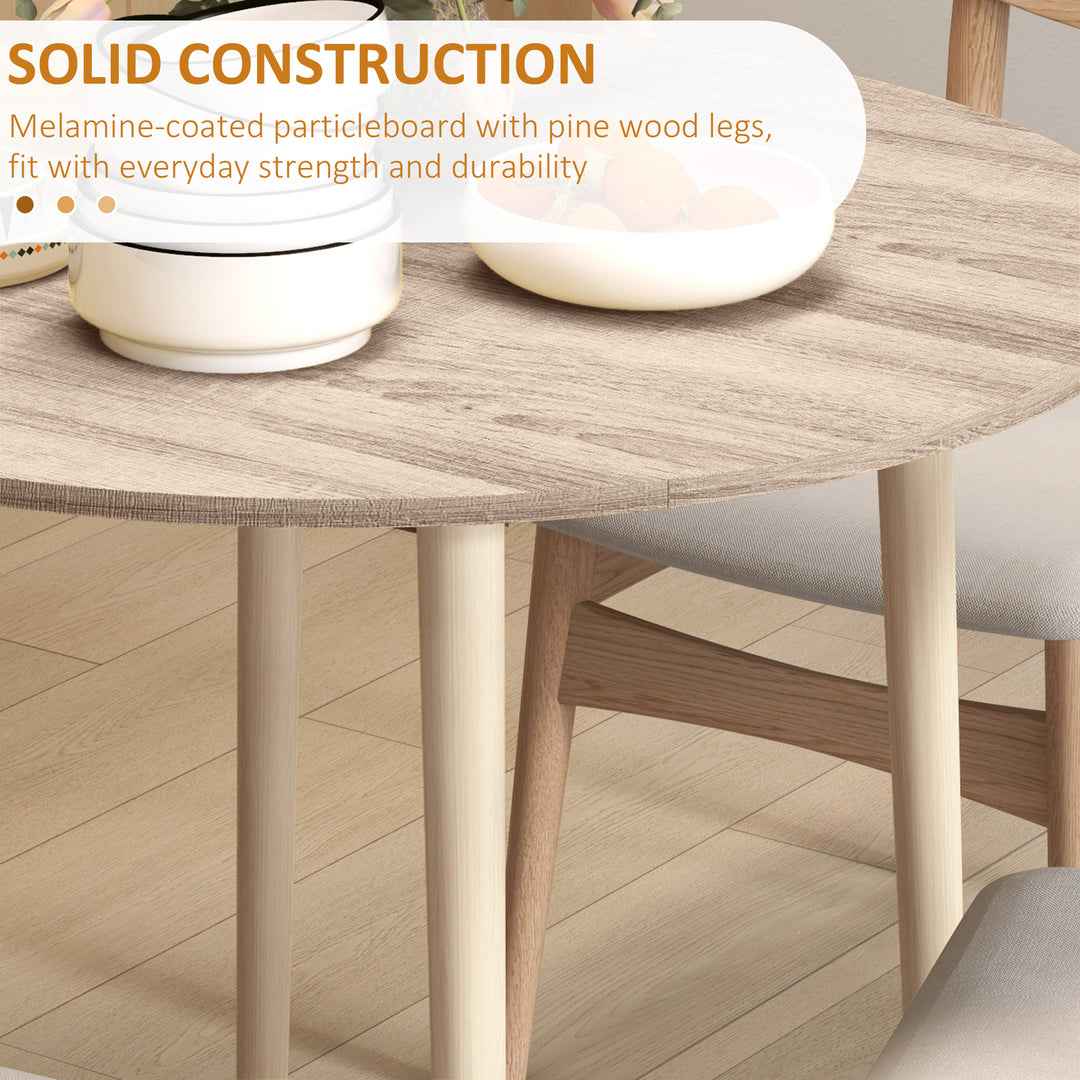 Folding Dining Table for 4, Round Drop Leaf Table, Modern Space Saving Small Kitchen Table with Wood Legs for Dining Room, Natural
