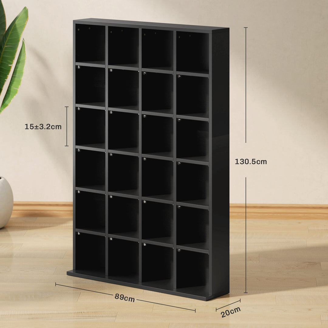 CD Storage Unit with Adjustable Shelves, 89 x 130.5 cm, Black
