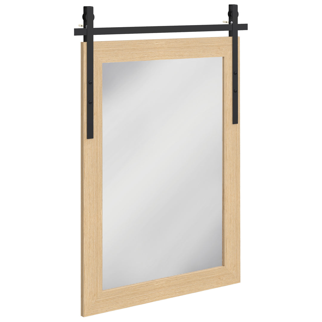 86.5 x 61 cm Rectangle Mirror, Farmhouse Wall Mirror for Living Room - White Oak