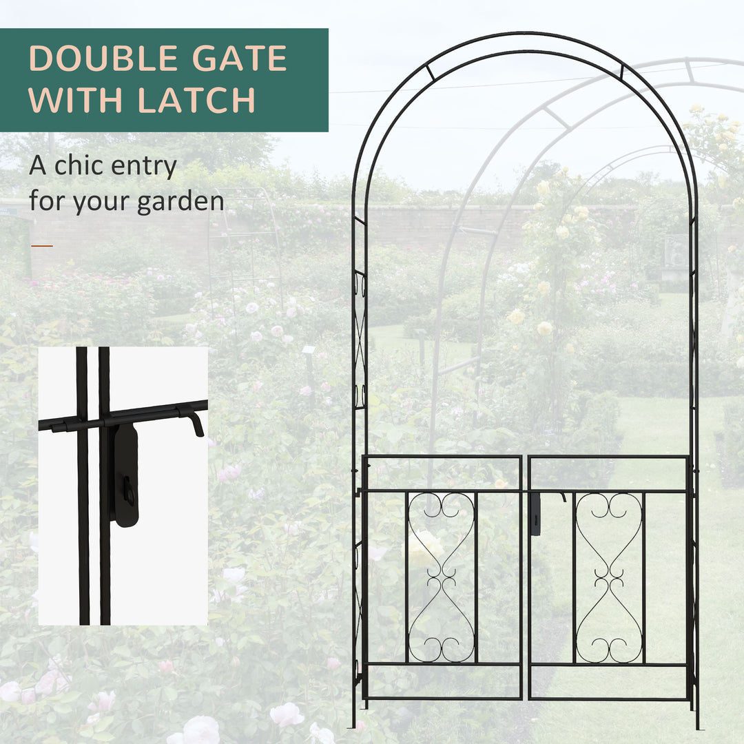 Decorative Garden Arch, with Gate - Black