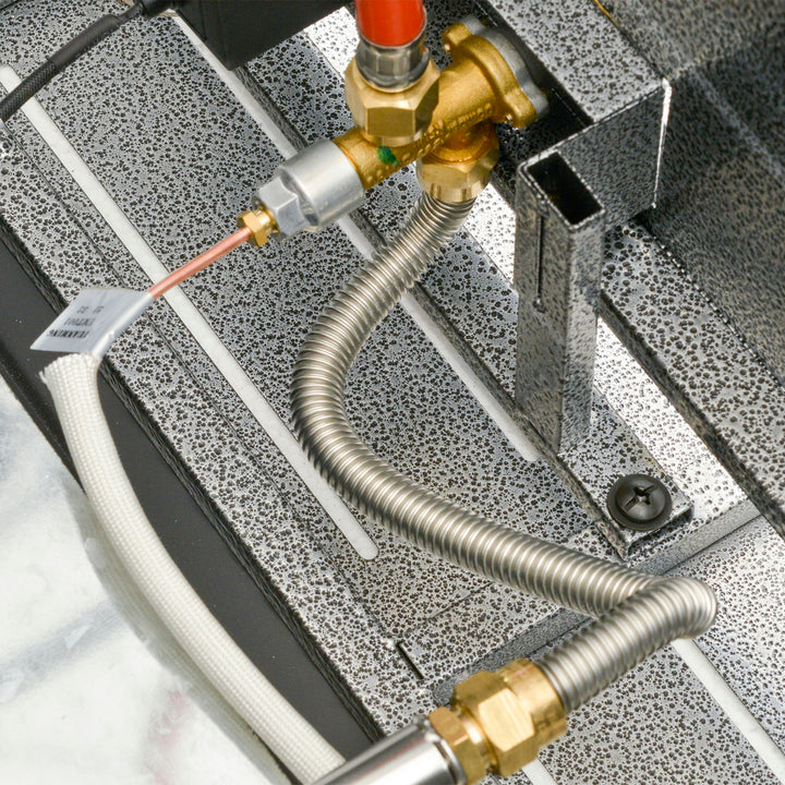 MCL Propane Gas Fire Pit Table, 50000BTU Smokeless Firepit Outdoor Patio Heater with Protective Cover, Lava Rocks and Lid, 107cm x 51cm x 63cm, Silver Grey