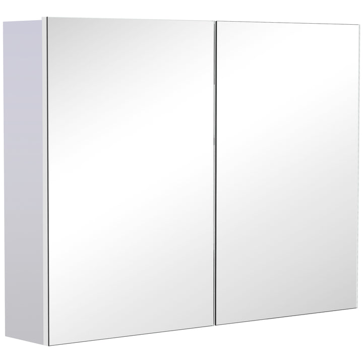 HOMCOM Bathroom Mirror with Storage, 2 Internal Adjustable Shelves, Cushioned Door without Noise, for Mirrored Vanity, Bedroom | Aosom UK