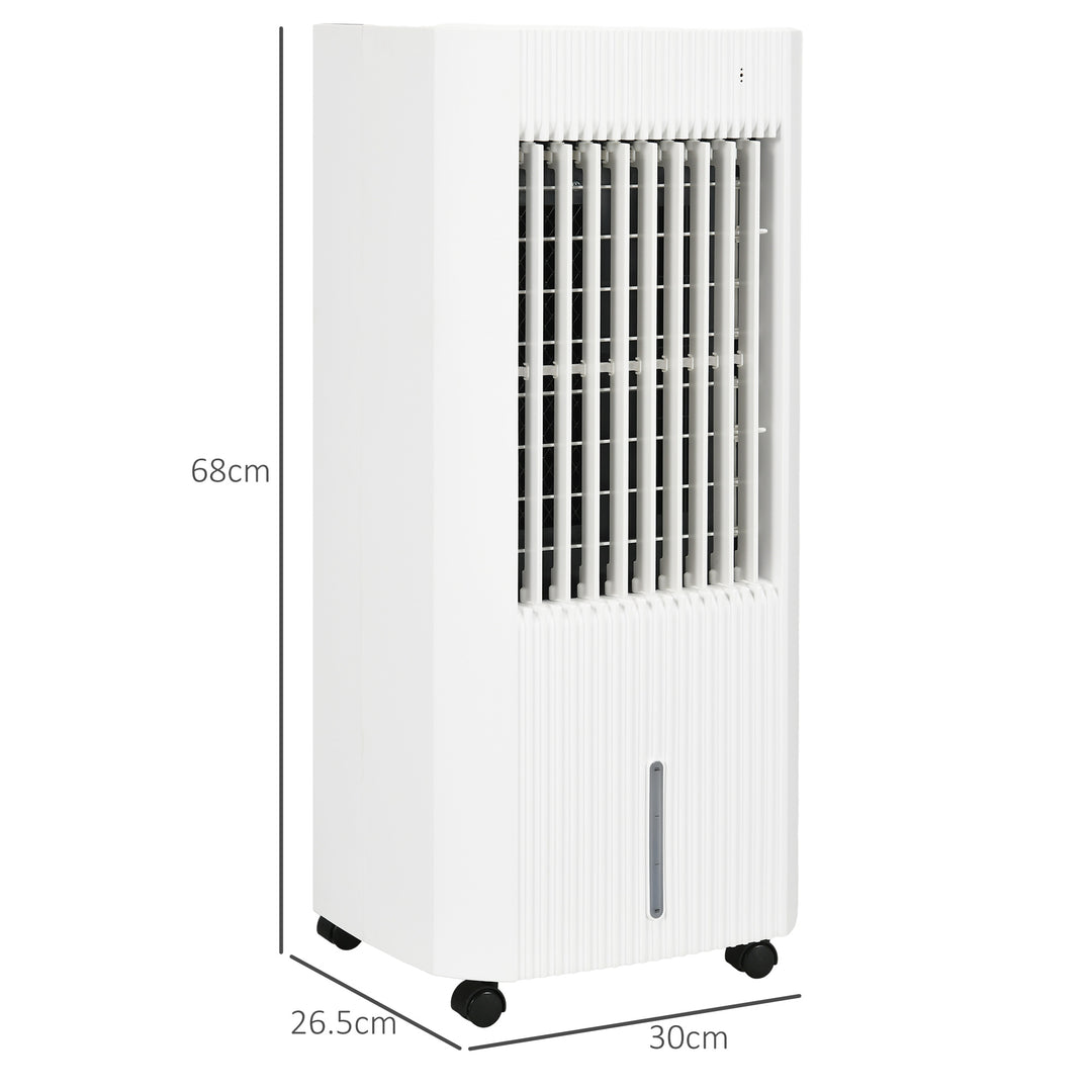 HOMCOM 68cm Portable Evaporative Air Cooler, 3-In-1 Ice Cooling Fan Cooler, Water Conditioner Humidifier Unit w/ Remote, 15H Timer, LED | Aosom UK