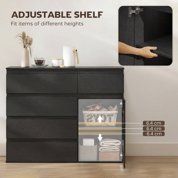 Modern Chest Of Drawers, 5 Drawer Dresser with Adjustable Shelf, Soft-