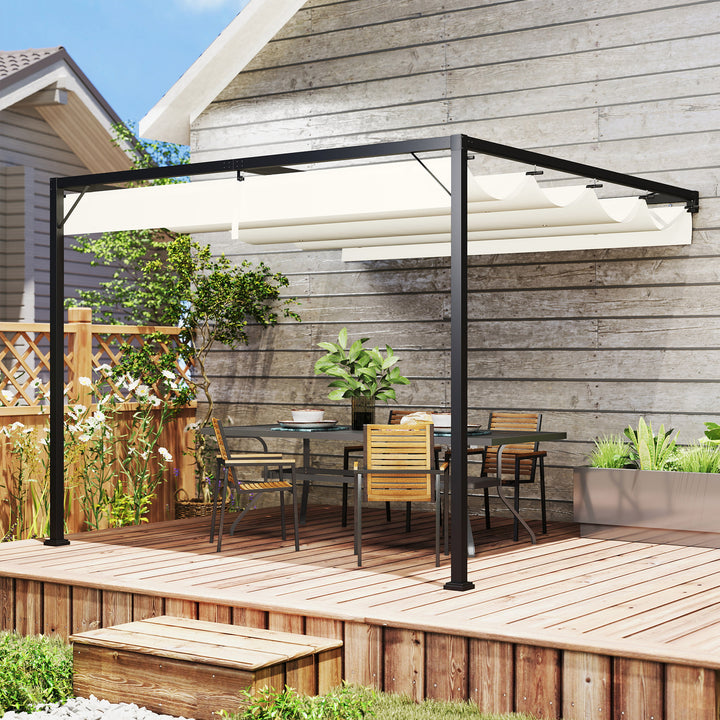 3 x 3 m Pergola, with Sliding Canopy - Cream White