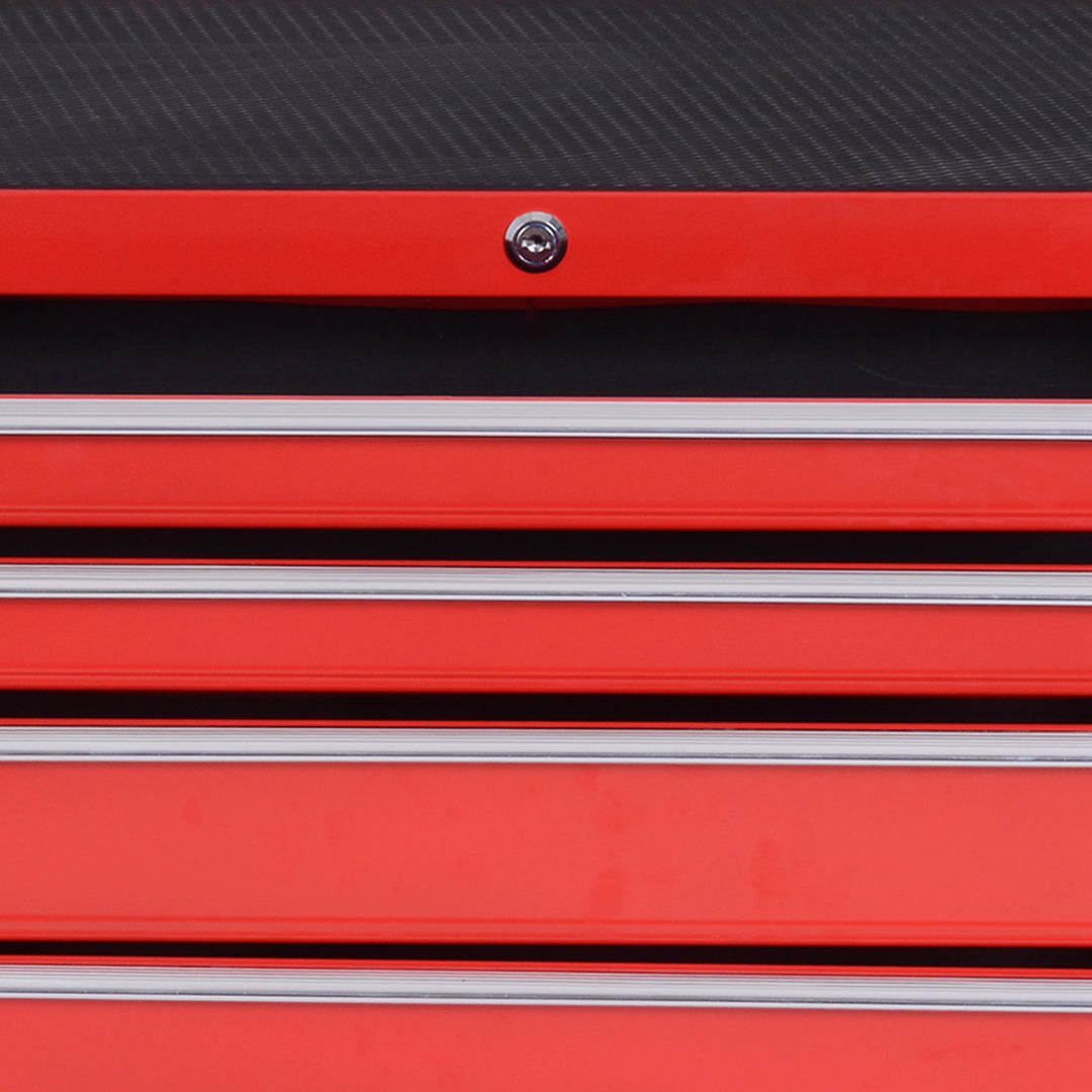 7-Drawer Rolling Tool Chest on Wheels, Lockable Tool Cabinet with Side Handle, Metal Tool Box Trolley for Garage, Workshop, Red