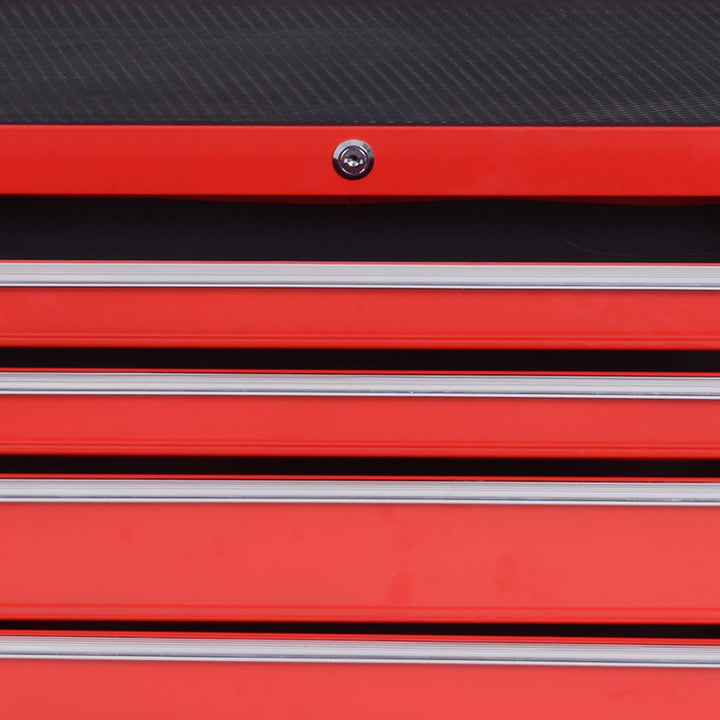 7-Drawer Rolling Tool Chest on Wheels, Lockable Tool Cabinet with Side Handle, Metal Tool Box Trolley for Garage, Workshop, Red