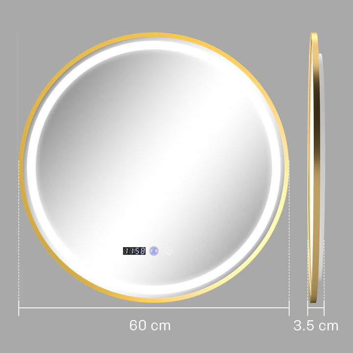 60cm Anti-Fog LED Bathroom Mirror - Gold Tone