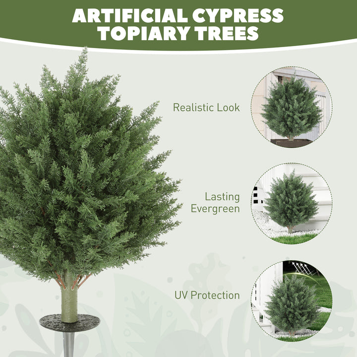 60 cm Artificial Cypress Tree with Ground Stake, Set of 2 Artificial P