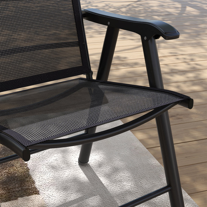 Outsunny Set of Four Folding Garden Chairs - Black