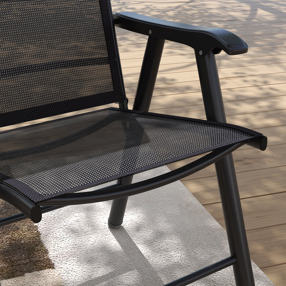Set of Four Folding Garden Chairs - Black