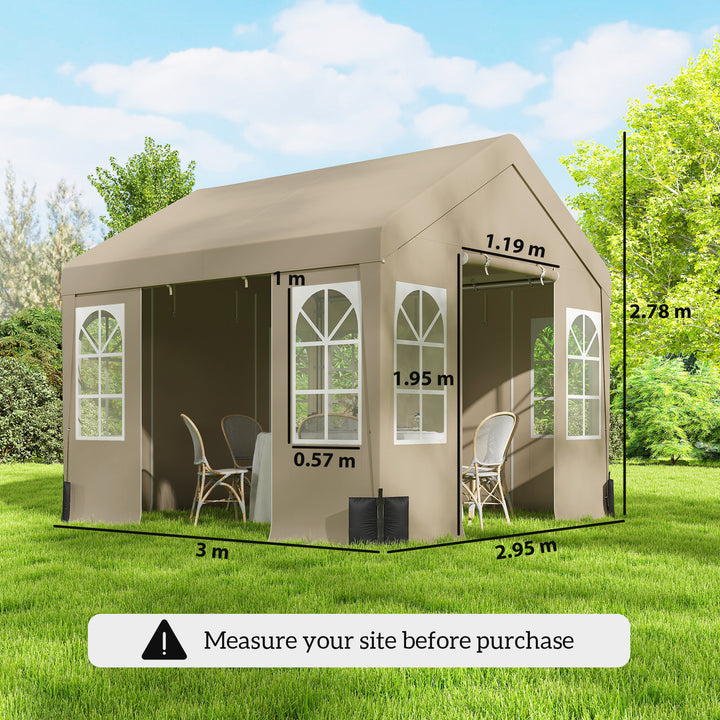 3 x 3 m Party Tent, Outdoor Canopy Tent Shelter with Removable Sidewal