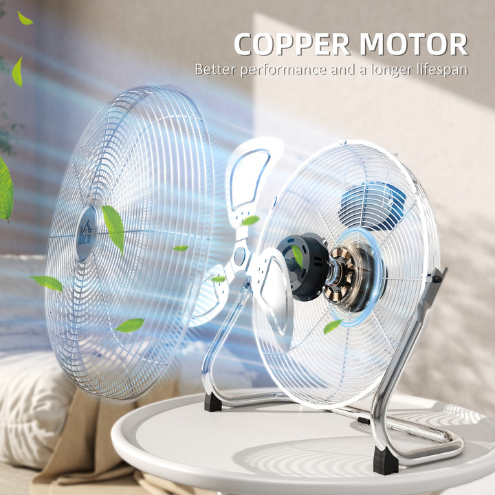 Metal Floor Fan with 3 Speeds & 120° Adjustable Tilt - Silver Tone