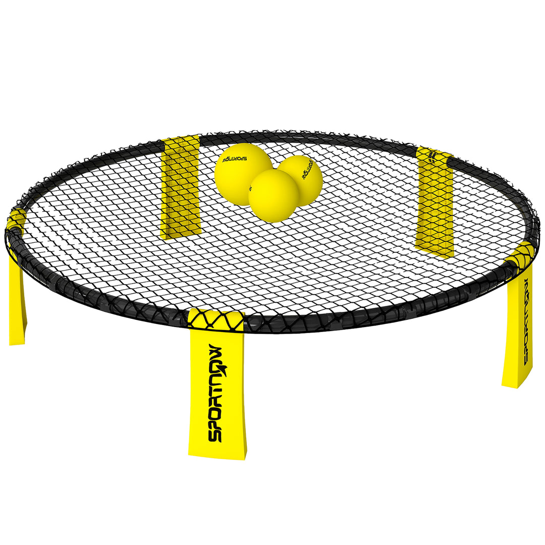 MCL Spike Ball Set, Mini Beach Games Set with Net, 3 Balls and Ball Pump, Portable with Carrying Bag for Outdoor Team Sports, Yellow