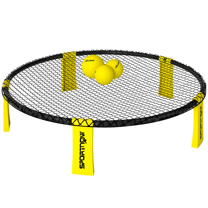 MCL Spike Ball Set, Mini Beach Games Set with Net, 3 Balls and Ball Pump, Portable with Carrying Bag for Outdoor Team Sports, Yellow