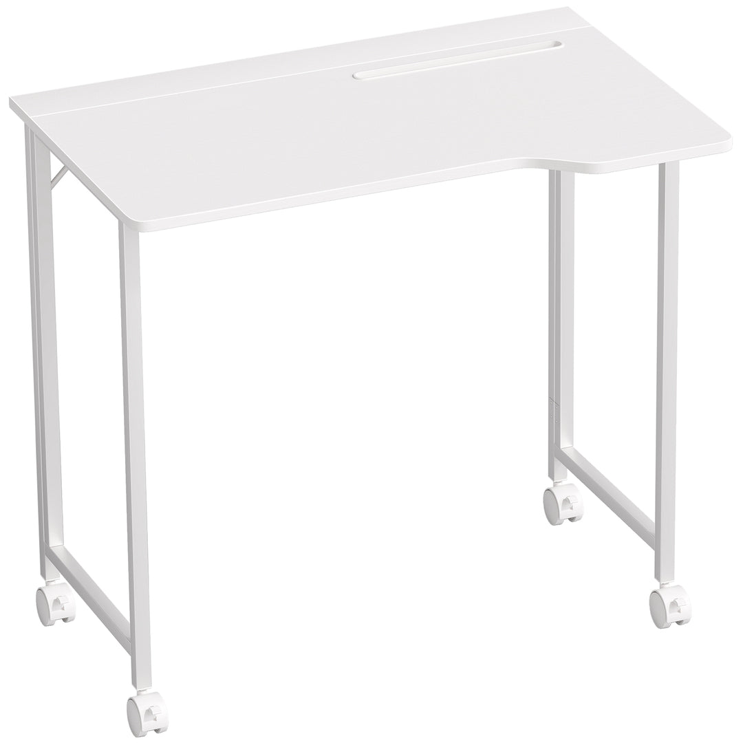 Folding Small Desk on Wheels - Black Wood Effect