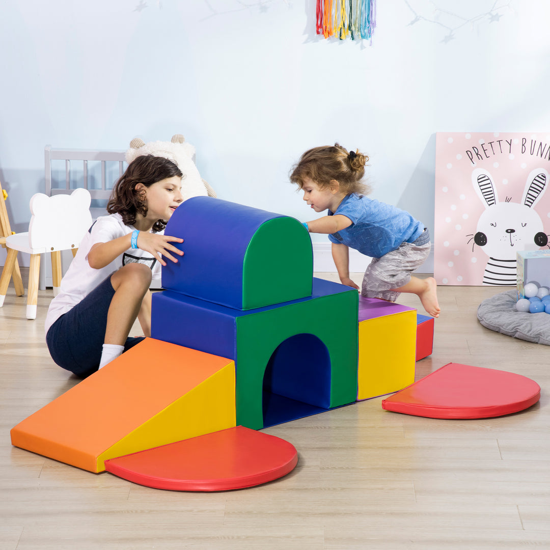 HOMCOM 7-piece Soft Play, Climb and Crawl Foam, Toddler Stairs and Ramp, Colourful Kids' Educational Software, Toys for Baby Preschooler | Aosom UK