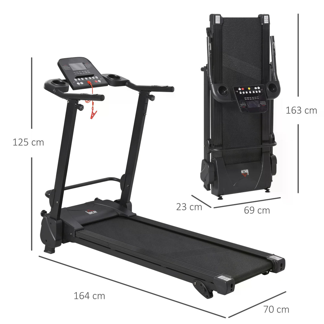 HOMCOM Treadmill Machine Electric Motorised Folding Running Machine MP3 & USB Player 5 Preset Programs w/ LCD Display, Drink Holders Black