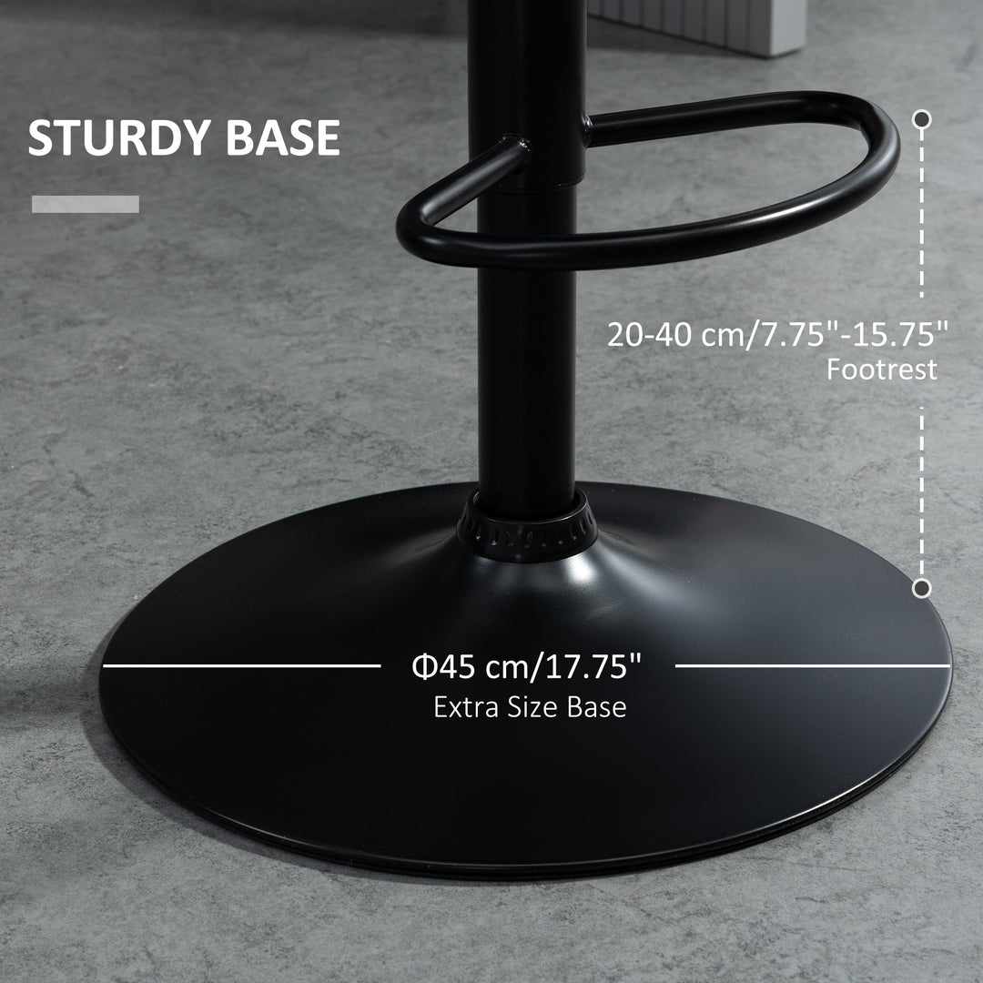 Bar Stools Set Of 2, Luxurious Velvet-Touch Barstools with Metal Frame Footrest Round Base Triangle Indenting Moulded Seat Adjustable Height Swivel Blue