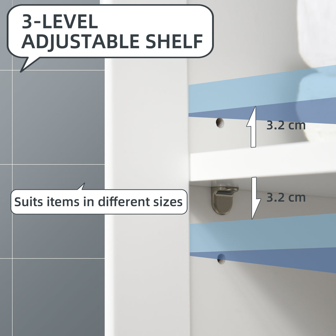 kleankin Spacious Bathroom Cabinet: White Storage Unit with Drawer, Double Door & Adjustable Shelf | Aosom UK