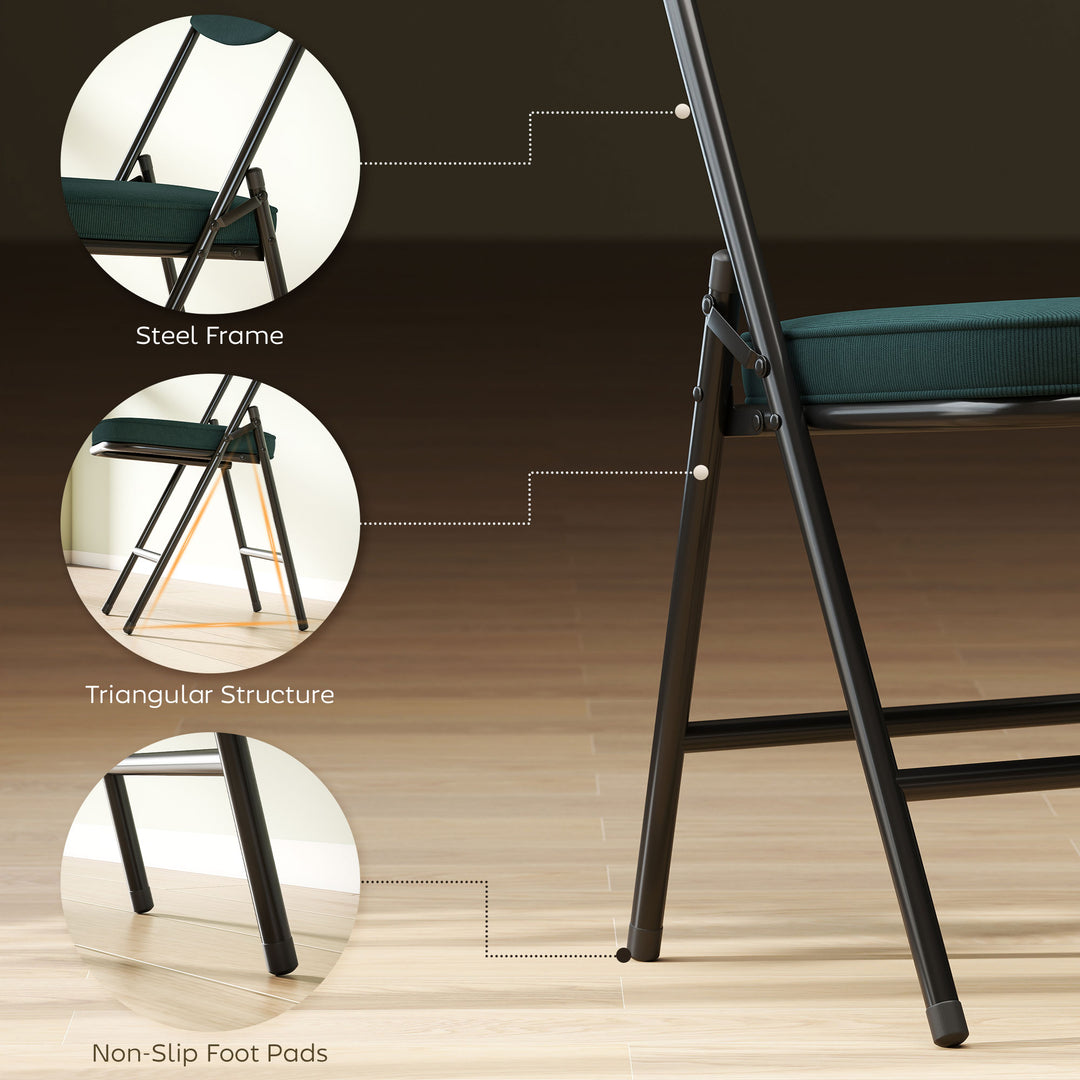 Set of Four Folding Corduroy Seat Chairs - Blue