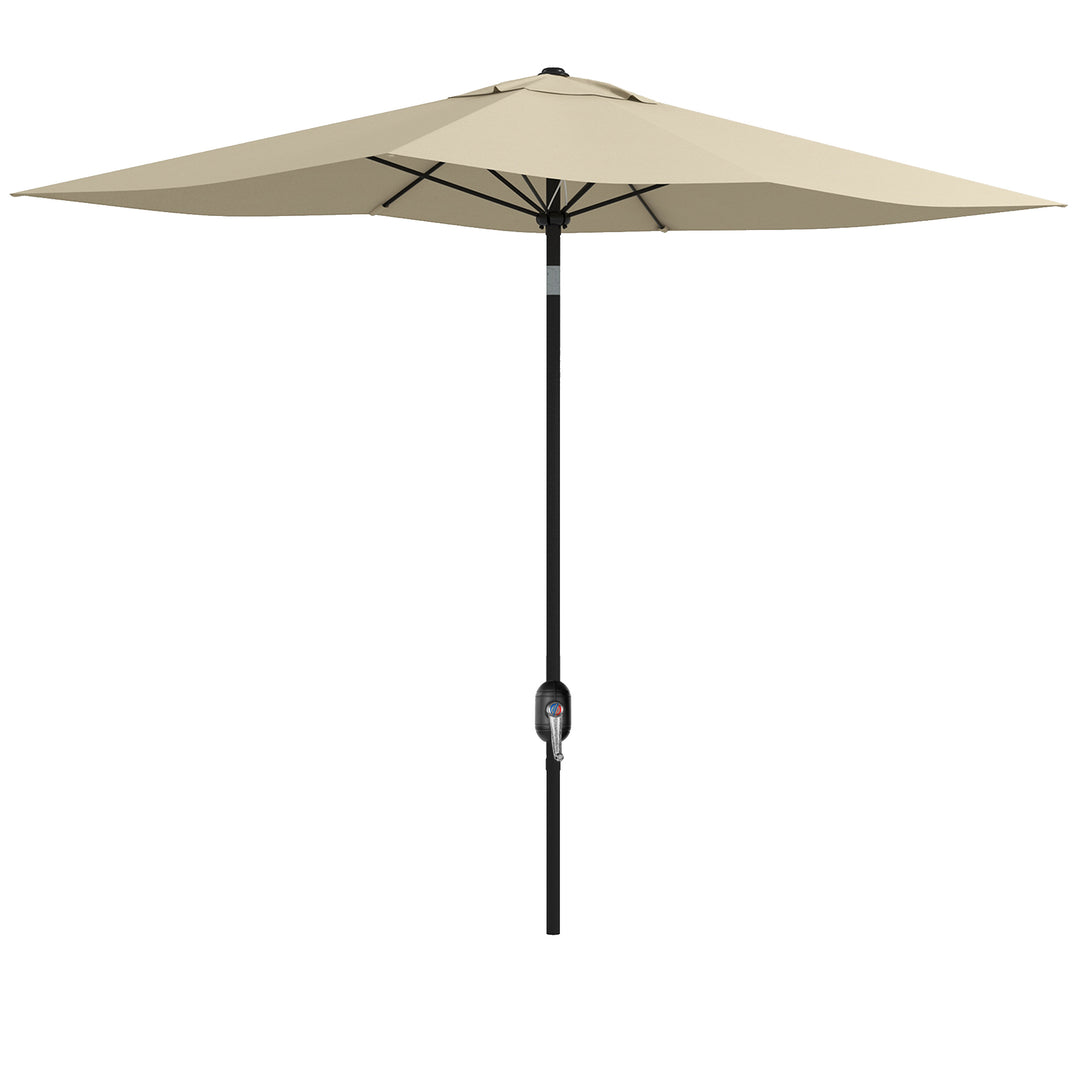 2 x 3(m) Garden Parasol Umbrella, Rectangular Outdoor Market Umbrella Sun Shade with Crank & Push Button Tilt, 6 Ribs, Aluminium Pole, Cream White