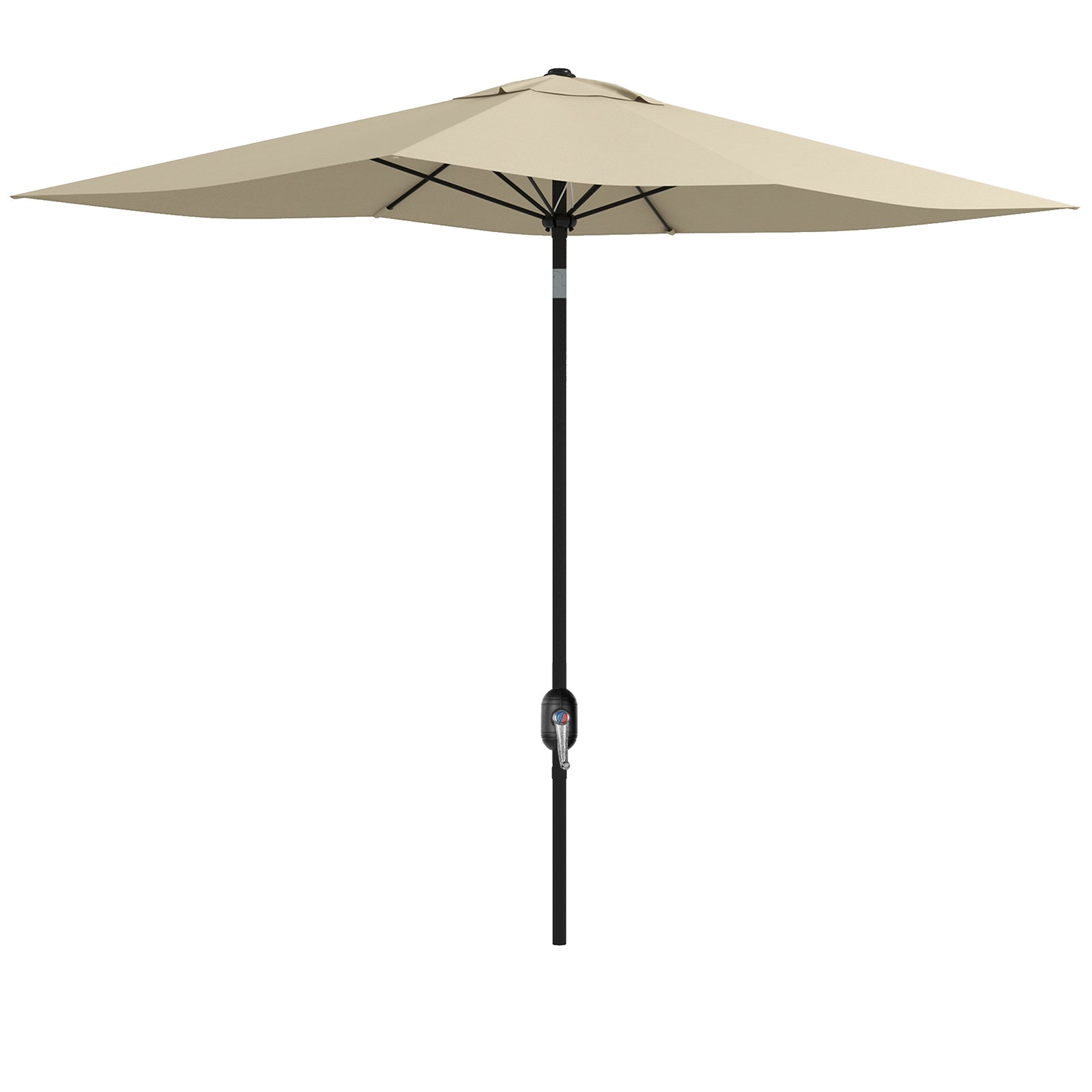 2 x 3(m) Garden Parasol Umbrella, Rectangular Outdoor Market Umbrella Sun Shade with Crank & Push Button Tilt, 6 Ribs, Aluminium Pole, Cream White