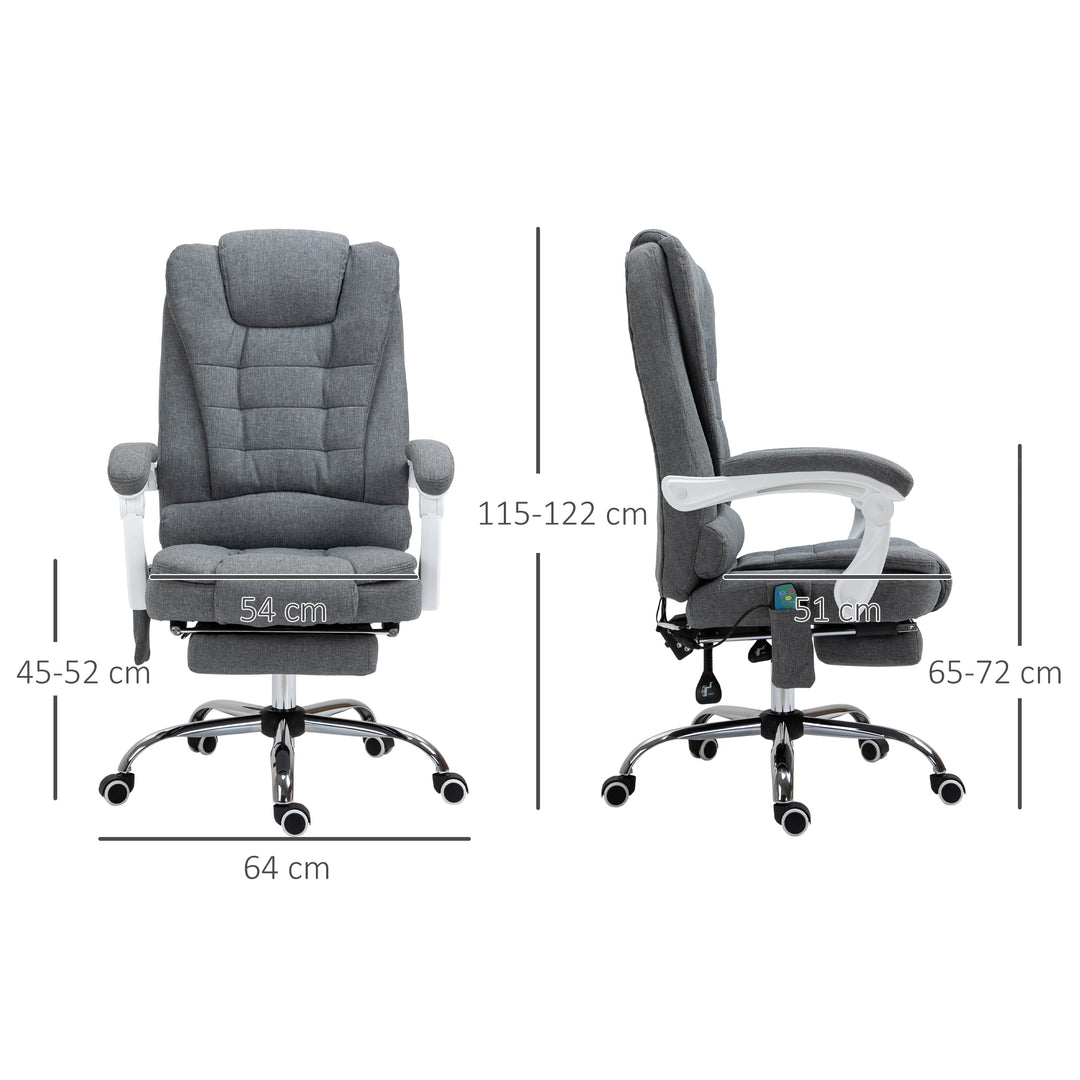 Heated 6 Points Vibration Massage Executive Office Chair Adjustable Swivel Ergonomic High Back Desk Chair Recliner with Footrest Grey