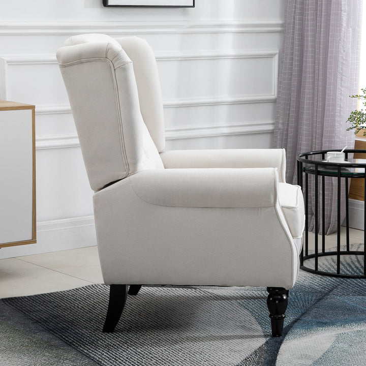 HOMCOM Wingback Accent Chair, Retro Button Tufted Upholstered Occasional Chair for Living Room, Bedroom, Cream White