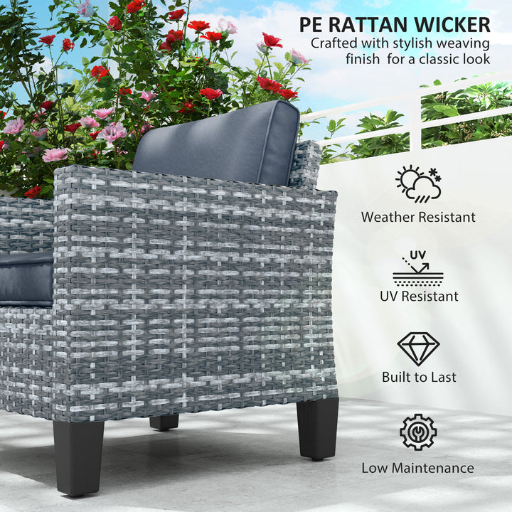 Single Rattan Armchair, with Cushions - Light Grey
