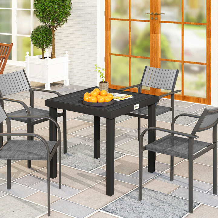 78 cm Garden Dining Table for 4 People, Square Outdoor Coffee End Side Table with Aluminium Legs, Natural Wood Finish