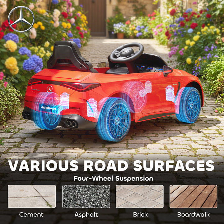 MCL Licensed Mercedes AMG Kids Electric Car, 12V Ride On Car with Dual Motors, Remote Control for 3-6 Years, Red