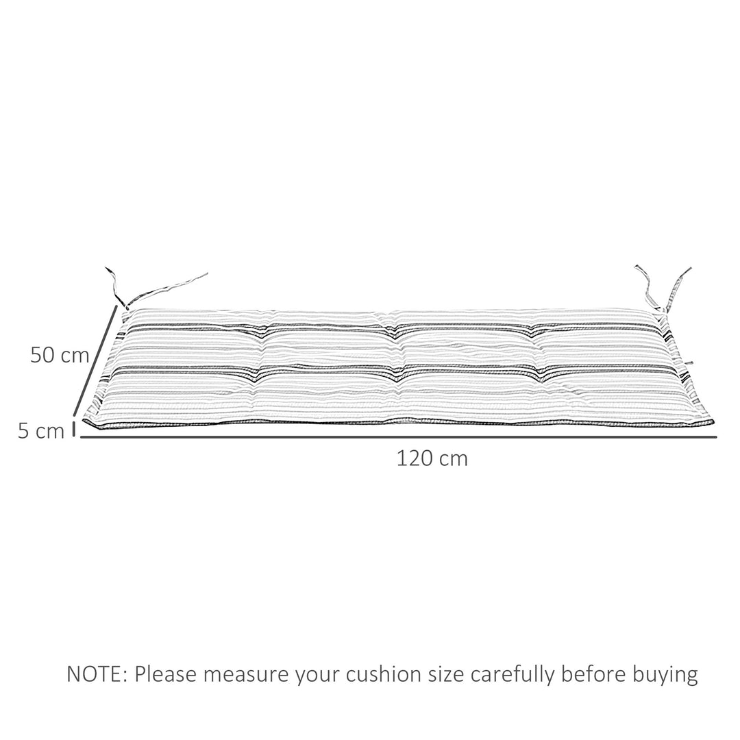 Outsunny Outdoor Bench Swing Chair Cushion Seat Pad Mat Replacement for 2-3 Seater, Garden Patio, 120L x 50W x 5T cm, Blue Stripes