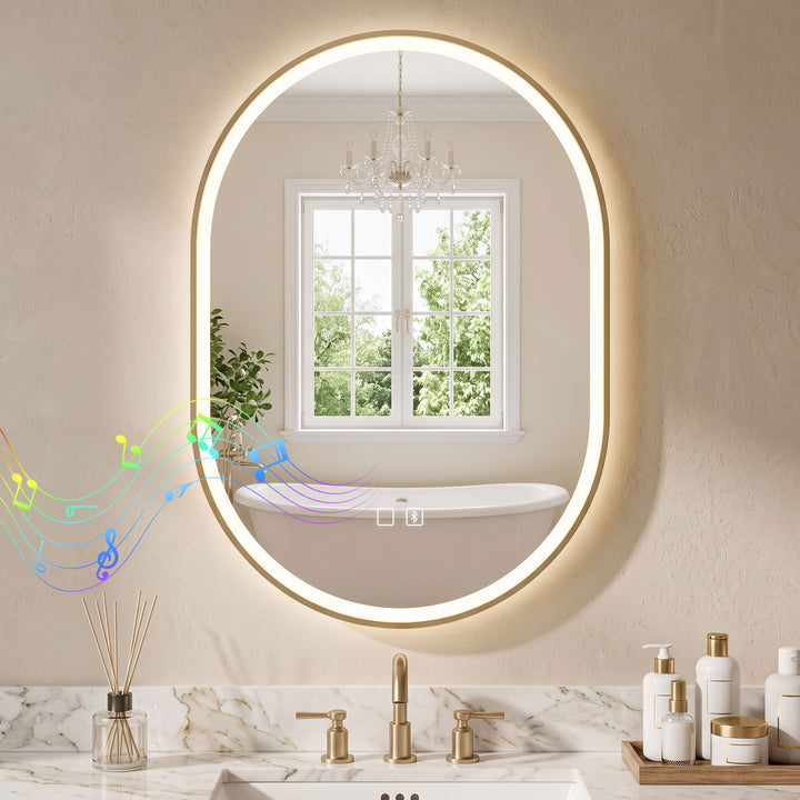 Bathroom Mirror with LED Lights, 100x70cm Oval Bathroom Mirror - view 2