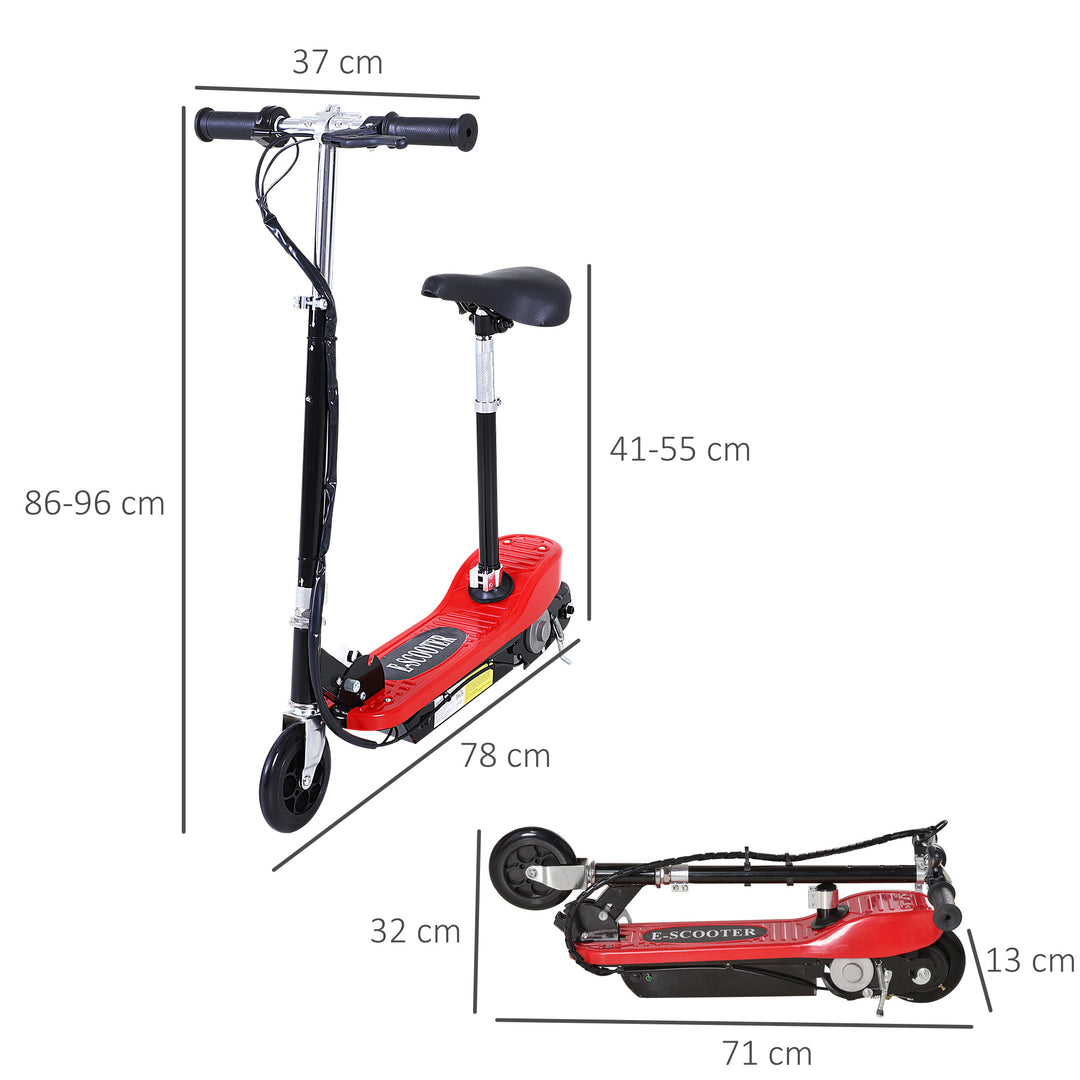 Powered E-Scooter Ride-On, with Brakes, Adjustable Seat, Adjustable Handlebars, Red