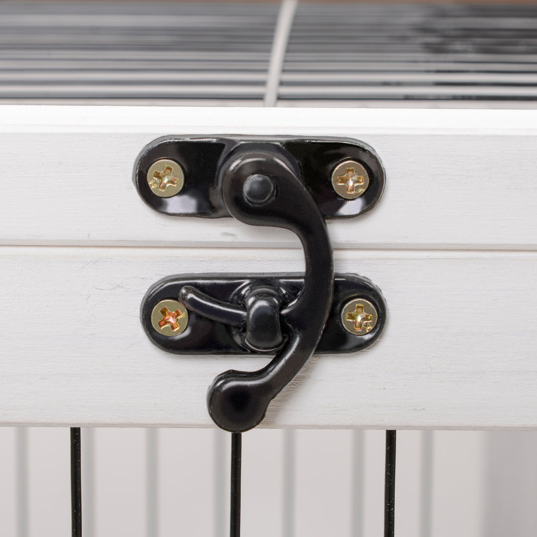 MCL Wooden Guinea Pig Hutch, 2-Floor Bunny Cage w/ Enclosed Run Area, Brown