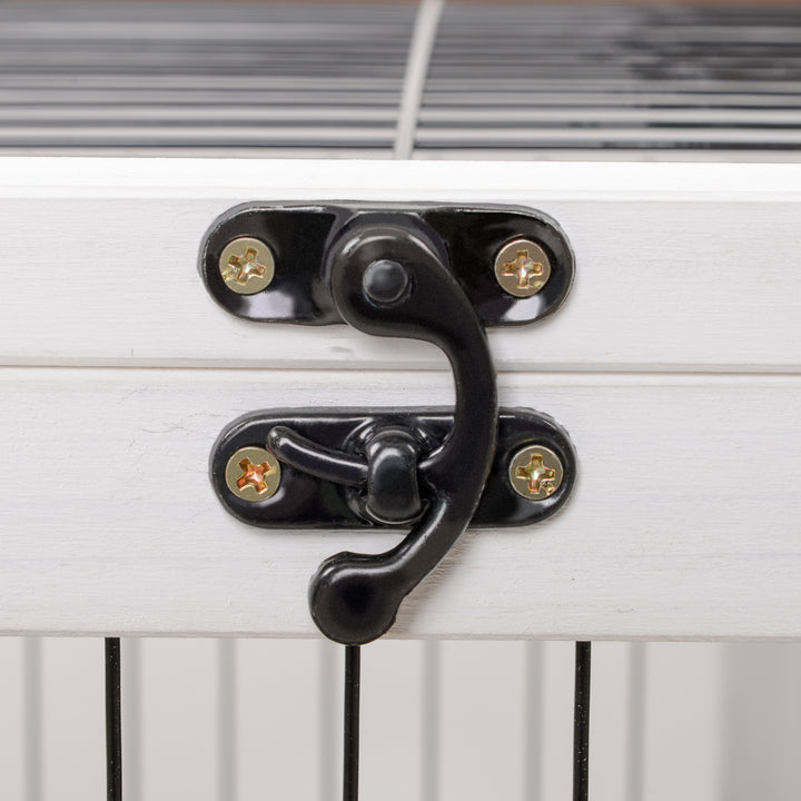 MCL Wooden Guinea Pig Hutch, 2-Floor Bunny Cage w/ Enclosed Run Area, Brown