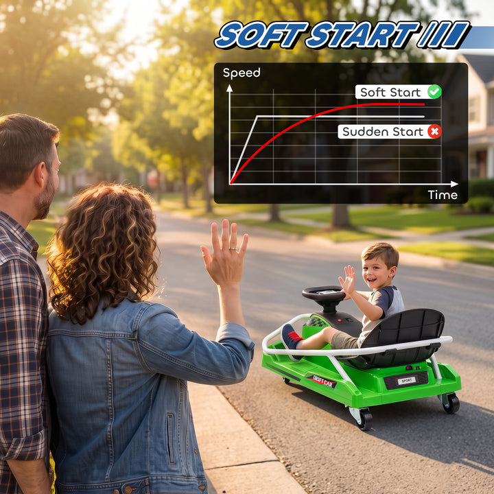 24V Electric Go Kart for Kids with Drift Mode, 300W Brushless Motor, S
