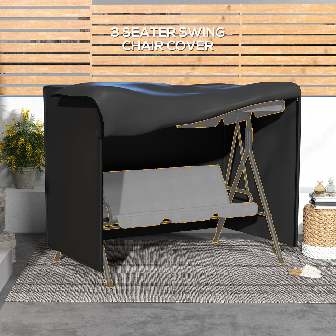 205 x 124cm Three-Seater Swing Chair Protective Cover Black