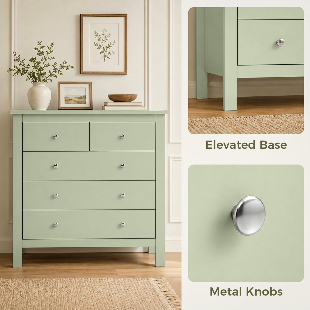 5 Drawer Chest of Drawers, Modern Dresser for Bedroom, Bedside Storage