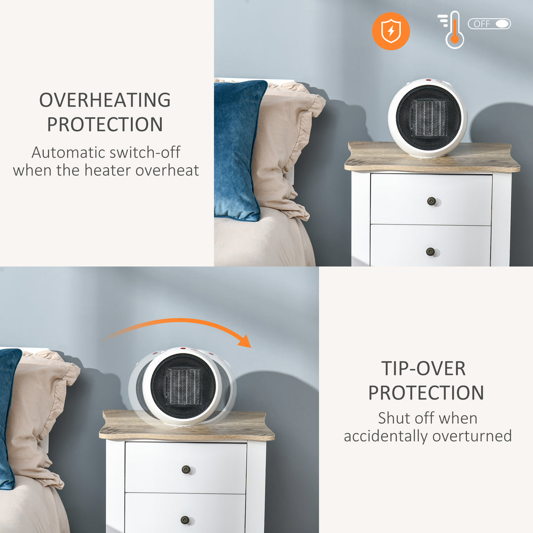 MCL 1500W Small Space Heater, Ceramic Electric Plug in Fan Heater with 3 Heat Setting, Adjustable Temperature, Tip-Over, Overheating Protection, Low Energy, White