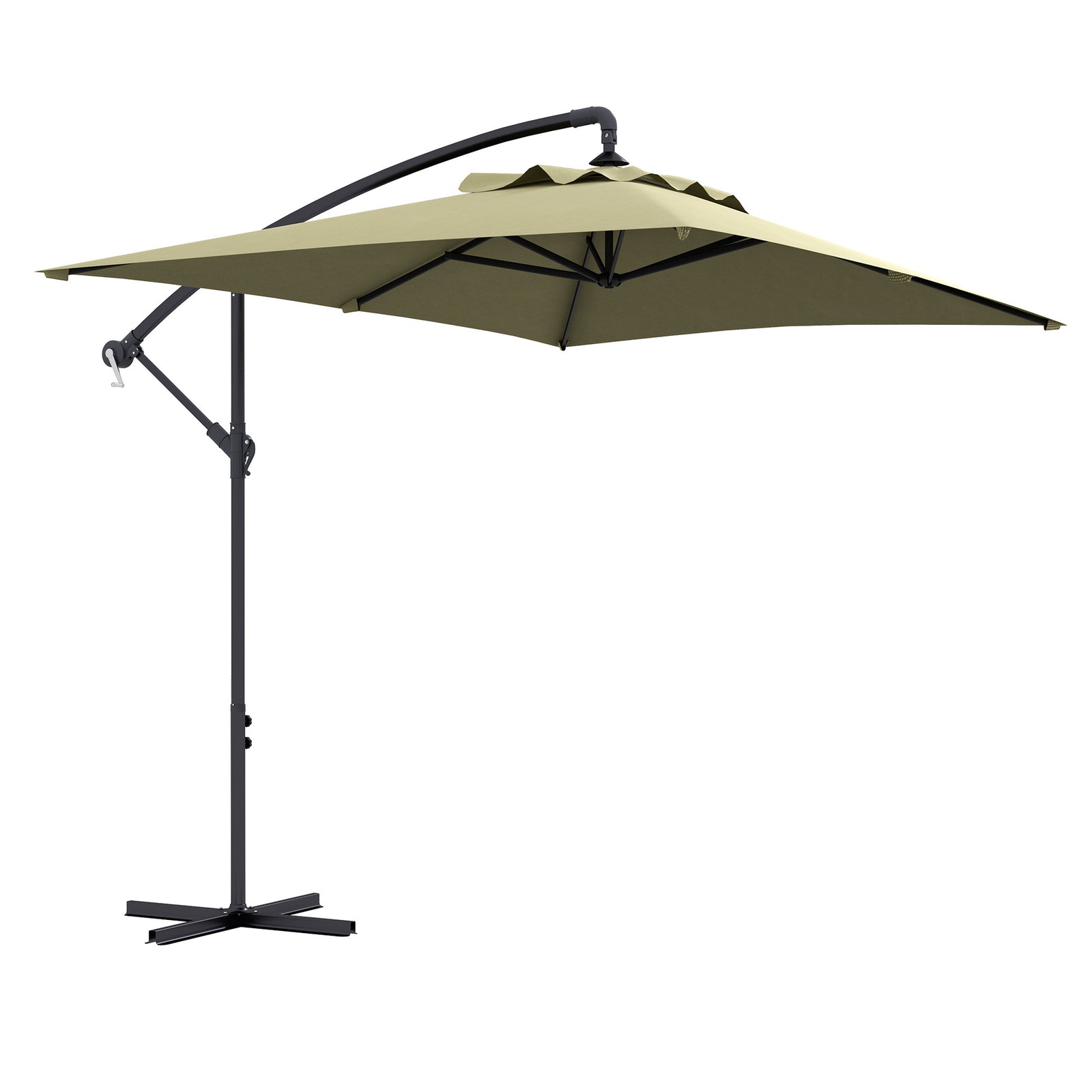 3m Square Canopy Cantilever Parasol, with Cross Base - Beige