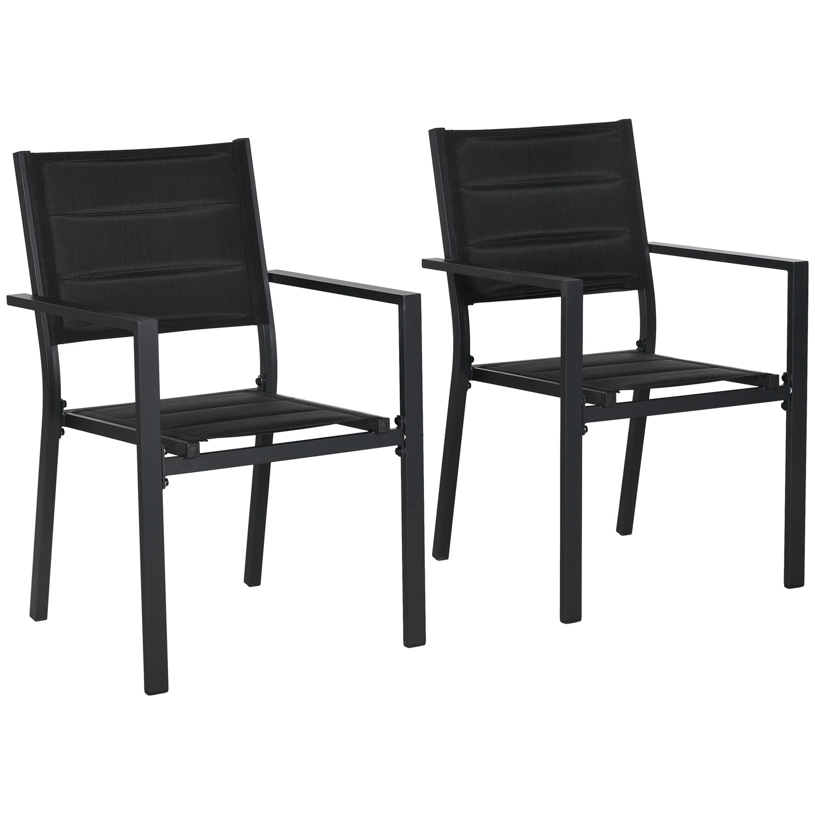 Set of Two Aluminium Stacking Garden Chairs - Black