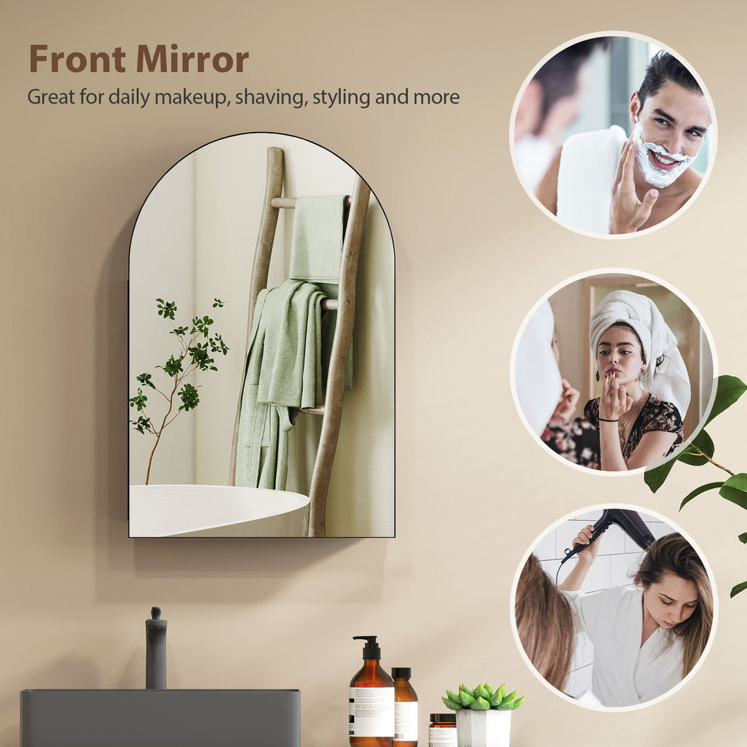 Bathroom Mirror Cabinet with Mirror, Arched Wall Mounted Bathroom Cabi