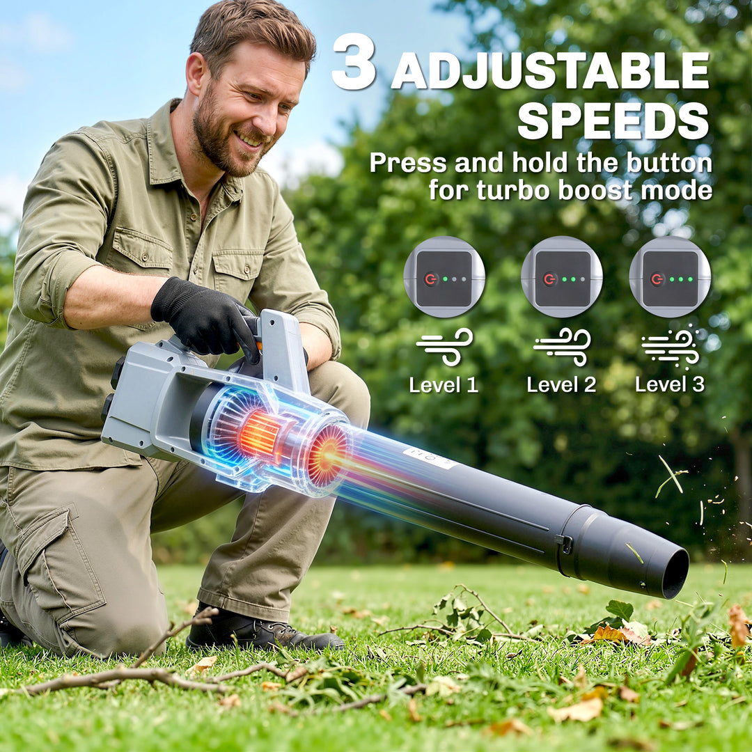 Leaf Blower Cordless with 2 x 4000mAh Batteries &amp; Charger, 36V Lightwe
